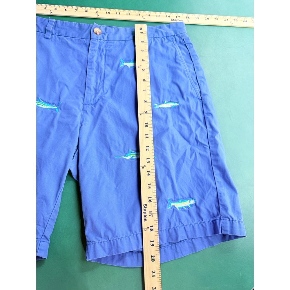 Vineyard Vines Mens 36 Blue Embroidered Fish Chino Shorts Marlin Tarpon Cotton - Picture 4 of 6